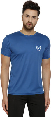 Cruister Solid Men Round Neck Blue T-Shirt