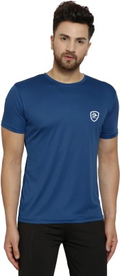 Cruister Solid Men Round Neck Blue T-Shirt