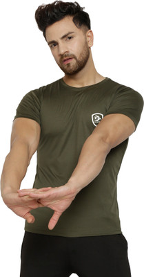 Cruister Solid Men Round Neck Dark Green T-Shirt