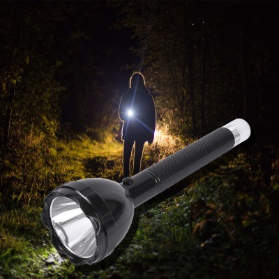 JK Sales FLASHLIGHT TORCH RP-500 ROYAL POWER Rechargeable flashlight 60 w with night lamp at the end Waterproof, double battery charging with fast charging 3 MODES (high, LOW, back lamp) Torch(Black, 27 cm, Rechargeable)