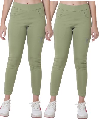 TYKUN Solid Women Green Track Pants