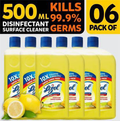 Lizol Disinfectant Surface Cleaner 500 ML (PACK OF 06) Citrus (6 x 500 ml) Citrus(6 x 500 ml)