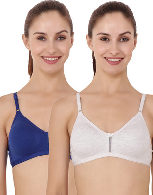 Floret T-Shirt Bra Non Padded & Medium Coverage Women T-Shirt Non Padded Bra(Blue, White)
