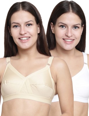 Floret Women’s Pure Cotton Non Padded & Non-Wired Full Coverage Bra Women Full Coverage Non Padded Bra(Beige, White)