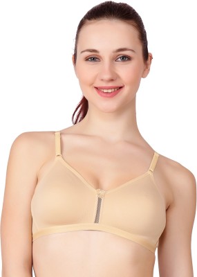 Floret Floret T-Shirt Non Padded Medium Coverage Bra Women T-Shirt Lightly Padded Bra(Beige)