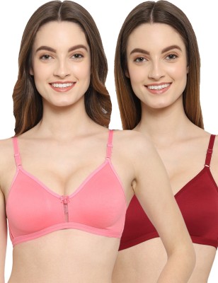 Floret Floret Non Padded Medium Coverage T-Shirt Bra Women T-Shirt Non Padded Bra(Pink, Maroon)