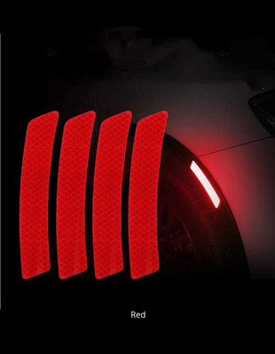 HindK Store REFLECTIVE STICKERS FOR CAR 101.6 mm x 38.1 m Red Reflective Tape(Pack of 4)