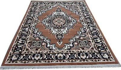 Samjeeda Handloom carpets Gold Acrylic Carpet(5 ft,  X 7 ft, Rectangle)