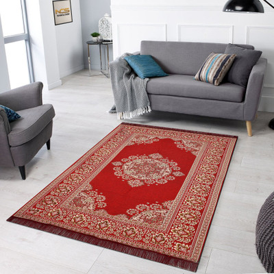NCS Red Cotton Carpet(5 cm,  X 7 cm, Rectangle)