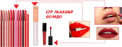 GFSU PROFESSIONAL MAKEUP COMBO LIQUID LIPSTICK MATTE & SUPERMATTE LIPLINER WITH LIP GLOSS(3 Items in the set)