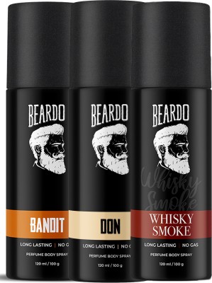 BEARDO Bandit Perfume With Whisky Smoke and Don Perfume Body Spray Combo (Pack of 3)  (3 Items in the set)