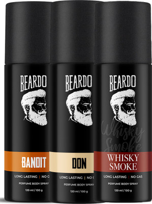 BEARDO Bandit Perfume With Whisky Smoke and Don Perfume Body Spray Combo (Pack of 3) (3 Items in the set)