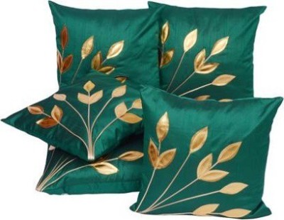 KIRMANI Printed Cushions Cover(Pack of 5, 40 cm*40 cm, Dark Green, Gold)