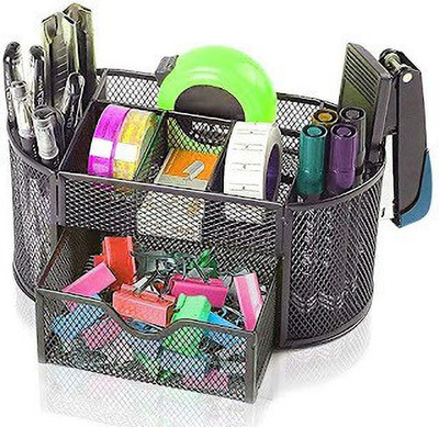 KDZONE 8 Compartments metal compartments metal pen stand(Black)