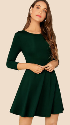 Shivay Style Women Fit and Flare Green Mini/Short Dress