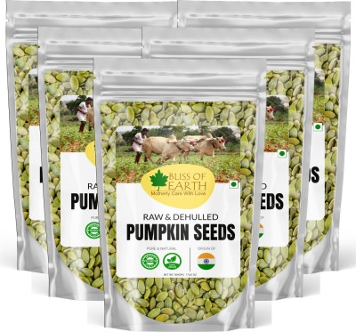 Bliss of Earth 5x500gm Naturally Organic Pumpkin Seeds For Eating, Dehulled & Raw Super Food, Ready To Eat (Pack Of 5) Pumpkin Seeds(2500 g, Pack of 5)