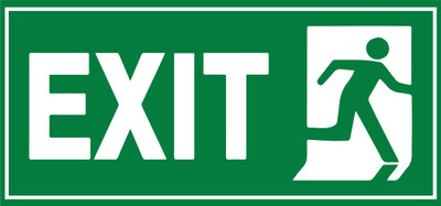 WallDesign Exit Signboard 14in x 6in For Office Exist Door Hall Building Glows in Dark Emergency Sign