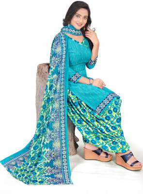 Samah Crepe Floral Print, Printed, Geometric Print Salwar Suit Material