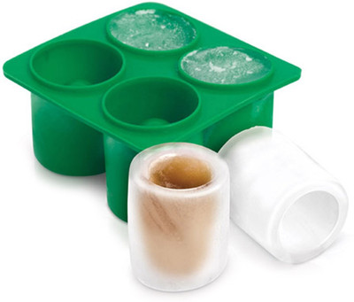 SAJAG 4-Cup Ice Cube Shot Silicone Glass Freeze Molds Maker Tray Bar Tools Ice(1 Pcs) Multicolor Silicone Ice Cube Tray(Pack of1)