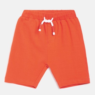 MINI KLUB Short For Boys Casual Solid Pure Cotton(Orange, Pack of 1)