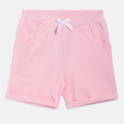 MINI KLUB Short For Girls Casual Solid Pure Cotton(Pink, Pack of 1)