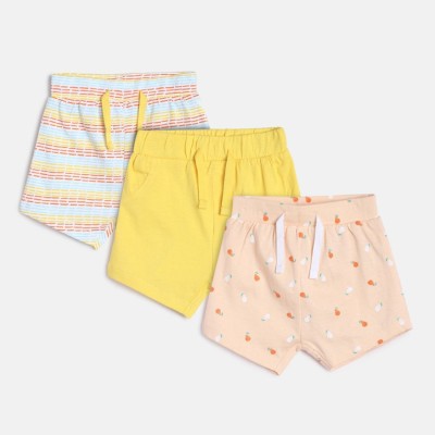 MINI KLUB Short For Boys Casual Solid, Printed Pure Cotton(Multicolor, Pack of 3)