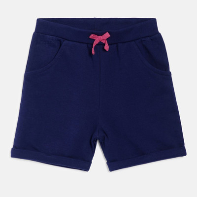 MINI KLUB Short For Girls Casual Solid Pure Cotton(Dark Blue, Pack of 1)