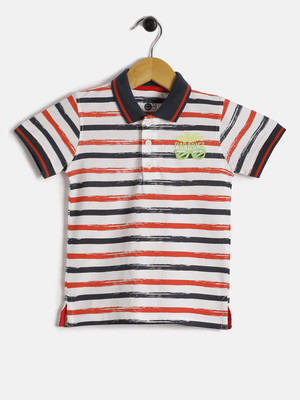 JusCubs Boys Striped Pure Cotton Regular T Shirt(Red, Pack of 1)