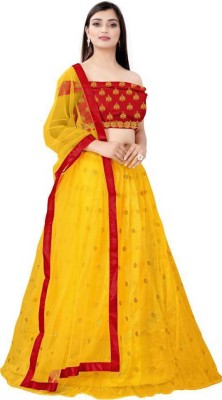 MOR FOR FAB Embroidered Semi Stitched Lehenga Choli(Yellow)