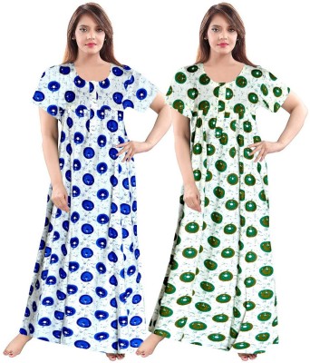 Khushi Handicrafts Women Nighty(Blue, Green)