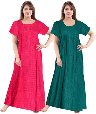 AAKARSHANA CREATION Women Nighty(Pink, Green)