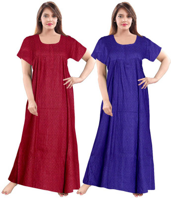 SILVER ORGANISATION Women Nighty(Blue, Maroon)