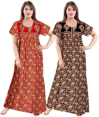 AAKARSHANA CREATION Women Nighty(Red, Black)