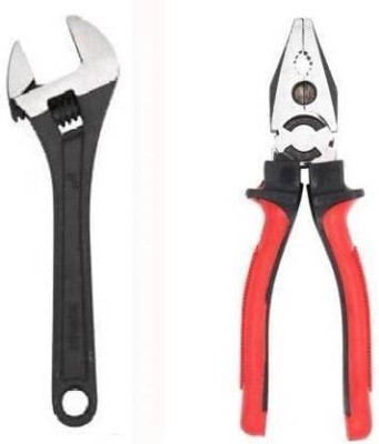 JMD Tools Power & Hand Tool Kit Combo Pack of 2 || Plier ||8 Inch Adjustable Wrench Lineman Plier(Length : 8.26 inch)