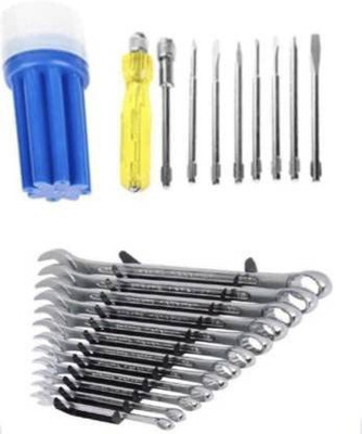 Exotic Arcade Combo || Combination Spanner(12 Pcs) and Screwdriver Kit of 9 Pcs || Best Quality Heavy Duty Double Sided Combination Wrench(Pack of 21)