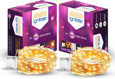 ignitate 50 LEDs 5 m Yellow Steady String Rice Lights(Pack of 2)