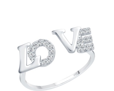 VIGHNAHARTA Vighnaharta Rhodium Plated Alloy adjustable love Ring for Women and Girls Alloy, Brass Cubic Zirconia Rhodium Plated Ring