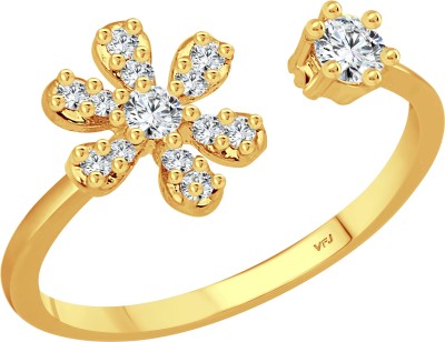 VIGHNAHARTA Vighnaharta Gold Plated Alloy adjustable flower Ring for Women and Girls Alloy, Brass Cubic Zirconia Gold Plated Ring