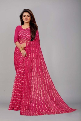 Aruna Sarees Self Design Bollywood Net Saree(Pink)