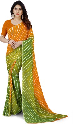 Anand Sarees Printed, Striped Bollywood Georgette Saree(Green, Yellow)