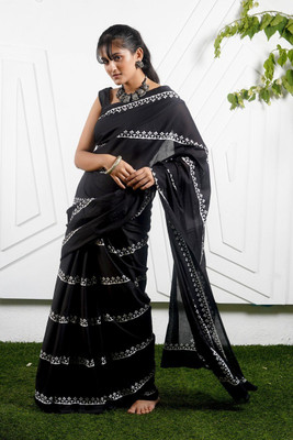 NIKHILAM Printed Handloom Pure Cotton Saree(Multicolor)