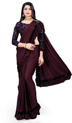 KASHYAP ART Self Design Bollywood Lycra Blend Saree(Multicolor)