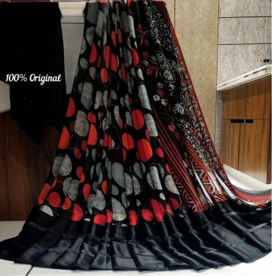Sita Geometric Print Bollywood Georgette Saree(Black)