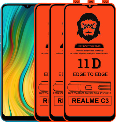 Rofix star Edge To Edge Tempered Glass for REALME C3(Pack of 3)