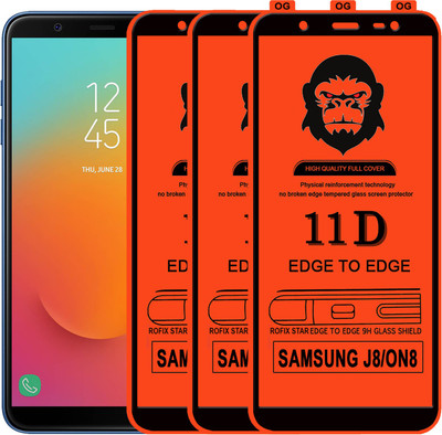 Rofix star Edge To Edge Tempered Glass for Samsung Galaxy J8(Pack of 3)