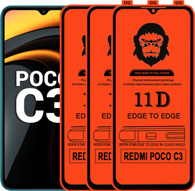 Rofix star Edge To Edge Tempered Glass for REDMI POCO C3(Pack of 3)