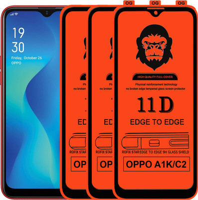 Rofix star Edge To Edge Tempered Glass for OPPO A1K(Pack of 3)