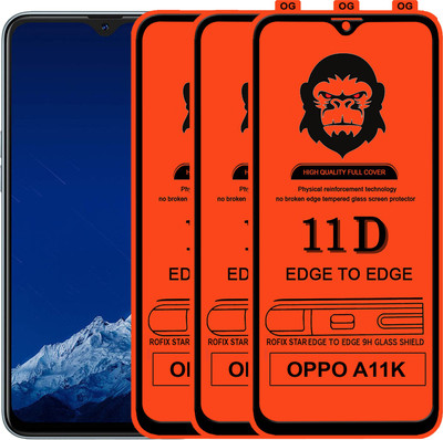 Rofix star Edge To Edge Tempered Glass for OPPO A11K(Pack of 3)