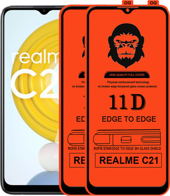 Rofix star Edge To Edge Tempered Glass for REALME C21(Pack of 2)