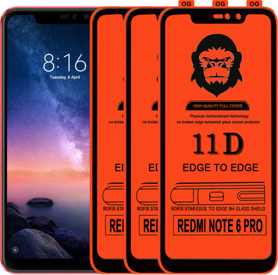 Rofix star Edge To Edge Tempered Glass for Mi Redmi Note 6 Pro(Pack of 3)